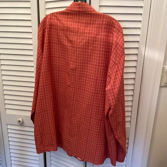 ORVIS men orange gingham style snap button shirt, XXL - Picture 2 of 13